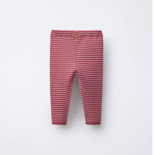 STRIPED RIBBED LEGGINGS - Pink | ZARA United States