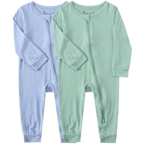 Jimonda Baby Footless Pajamas Boys Girls Bamboo Sleepers 2-Way Zipper Jumpsuits Unisex Long Sleeve Romper