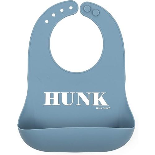 Bella Tunno Wonder Bib - Adjustable Silicone Baby Bibs for Boys, Durable and Waterproof BPA Free Silicone, Hunk