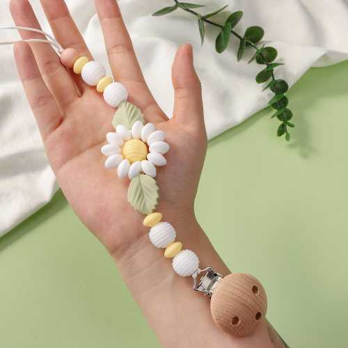 Flower Pacifier Clip,Floral Paci Clip,Ideal For Baby Showers,Cute Baby Girl Paci Clip,Gender Neutral Soother Chain,Handmade Quality