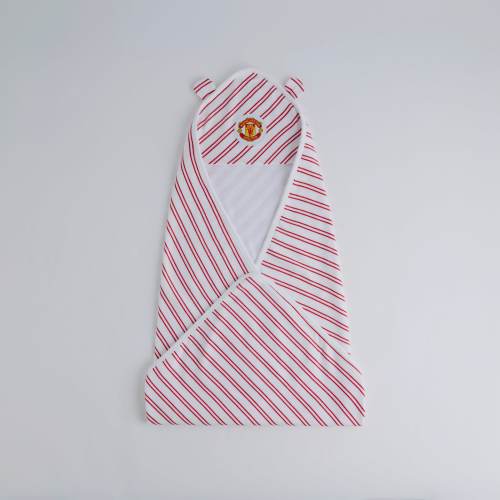 Manchester United Baby Stripe Hooded Towel with Ears White