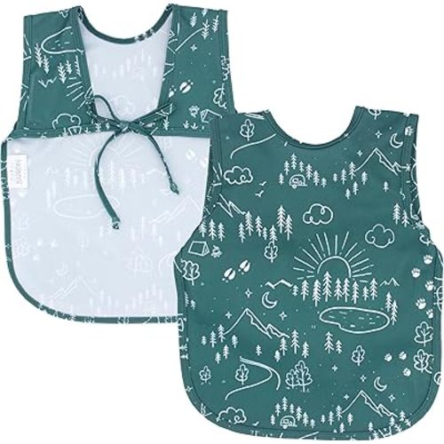 BapronBaby Pine Forest Bapron - No Neck Tie Safer Bib for Baby & Toddler - Soft Waterproof Stain Resistant - Machine Washable - Sz Baby/Toddler 6m-3T