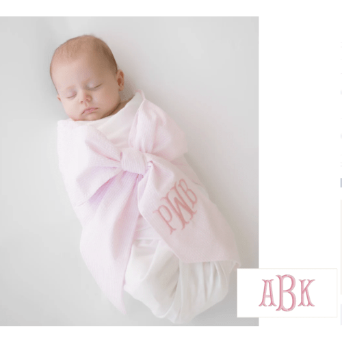 Bow Swaddle - Pink Savannah Seersucker