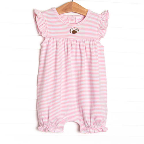 Football Pima Embroidered Bubble Romper, Pink – Stitchy Fish