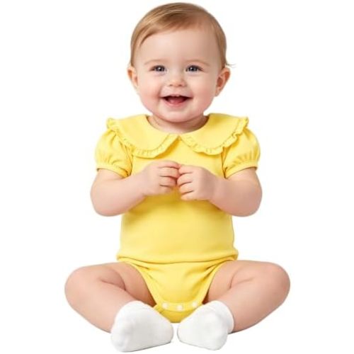 Magic Park 0-24M Baby Girl Peter Pan Collar Bodysuit Cotton Romper
