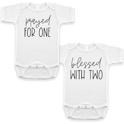 Twin Pregnancy Announcement Infant Bodysuit Set for Grandparent Photo Props 0-3 Months