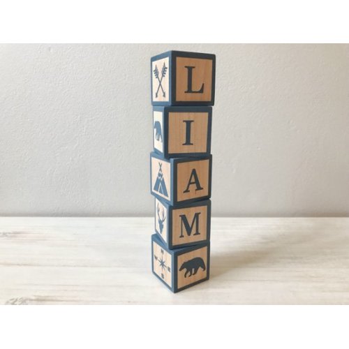 Personalized Baby Gift Block Set - Woodland Themed Nursery