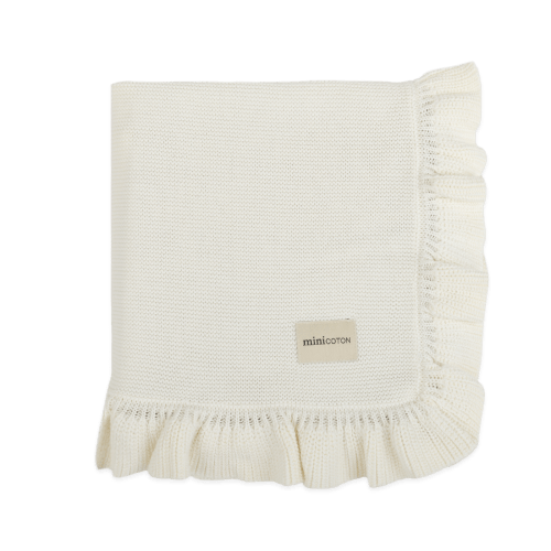 Ruffle Blanket White · Minicoton
