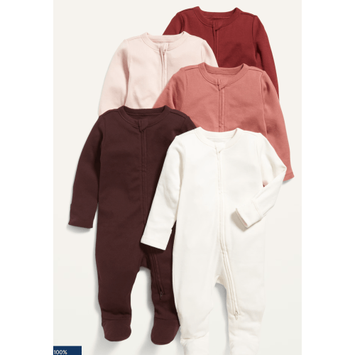 6-9 Month 2-Way-Zip Footie 5-Pack for Baby