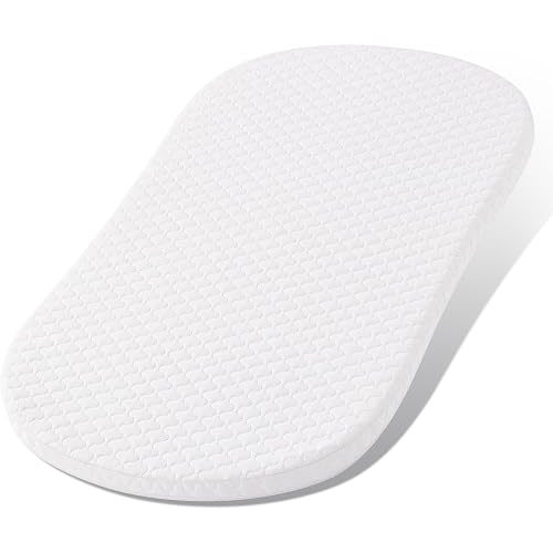 Pro Goleem Baby Bassinet Mattress Pad 30"x18" Peanut Hourglass, Waterproof Soft Cover, Premium High-Density Foam, Cradle Mattress Fit Halo BassiNest Bassinet Series