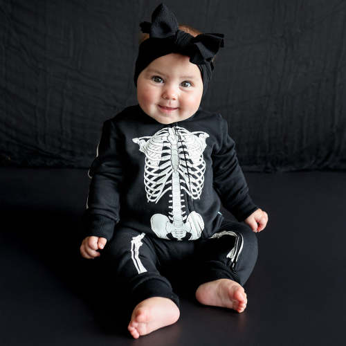Classic Skelly Fleece Hooded Romper