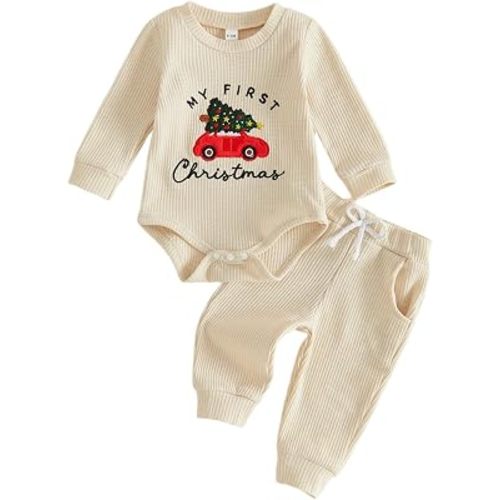 Kupretty Baby Boy Clothes Daddy's Mini Waffle Romper Pant Set