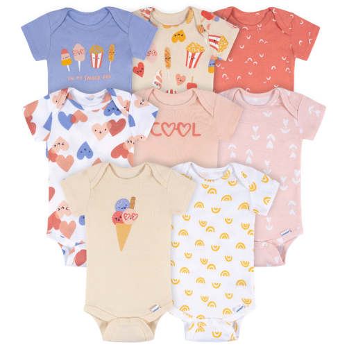 8-Pack Baby Girls Cool Snacks Short Sleeve Onesies® Bodysuits – Gerber Childrenswear