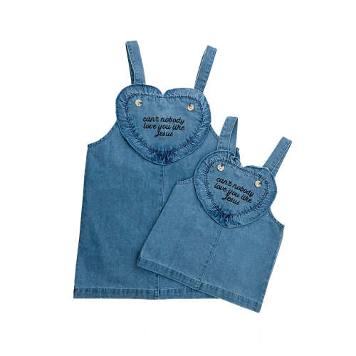 Can't Nobody Love You Like Jesus Denim Heart Dress – OUR HOUSE ABOVE