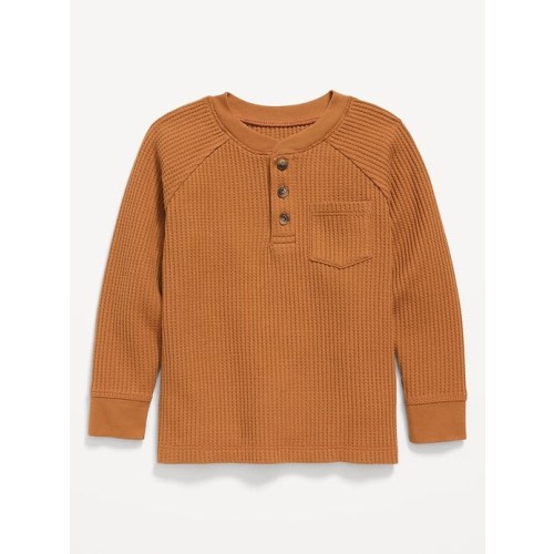 Long-Sleeve Henley Waffle-Knit Pocket T-Shirt for Toddler Boys
