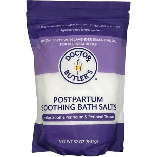 Doctor Butler’s Postpartum Soothing Bath Salts – Epsom Bath Salts for Women for Postpartum Recovery, Hemorrhoids, Discomfort, and Helps Soothe Perineum and Perineal Tissues After Birth (32 oz.)