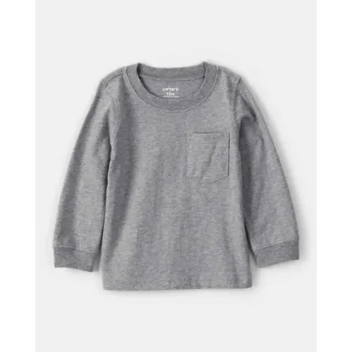 Baby Boy Long-Sleeve Pocket Tee - Grey | Carter's