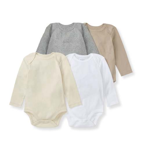 Hummus Solid Organic Cotton Long Sleeve Baby Bodysuit Pack of 4 – Burt's Bees Baby