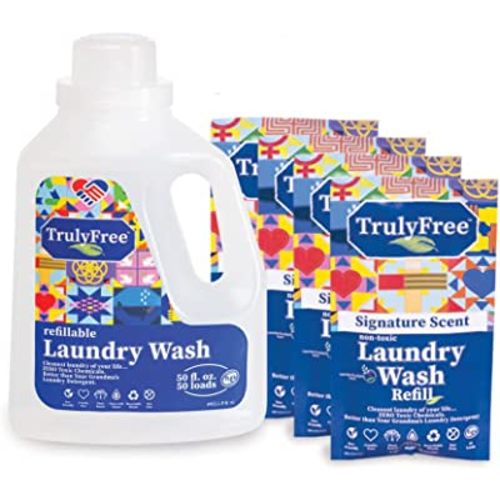 Truly Free Laundry Wash, Signature Scent, Sensitive Skin Natural Detergent, Laundry Supplies for Baby Clothes, Plant-Based, No Harmful Ingredients. (250 Loads)