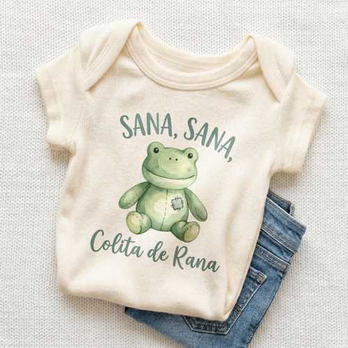 Sana Sana Colita de Rana Baby Onesie - Cute Spanish Frog Bodysuit