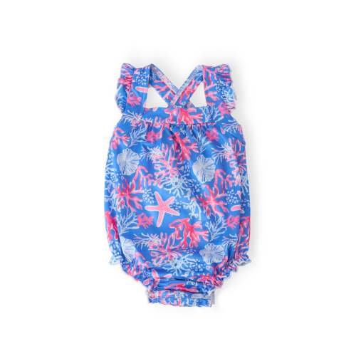 Coral Cove Ruffle Cross Back Romper