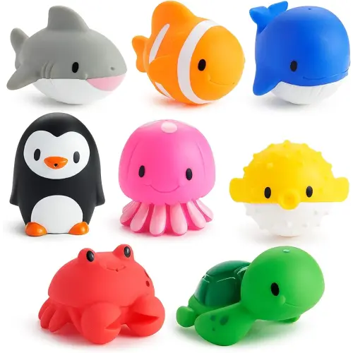 Munchkin Baby Bath Toy Squirts for Babies and Toddlers 9 Months and Up, Ocean Sea Animals Squirters, 8 Pack