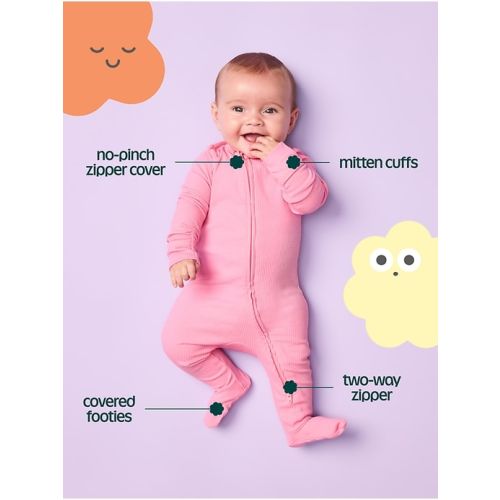 Ribbed 2-Way-Zip Sleep & Play Footed One-Piece for Baby