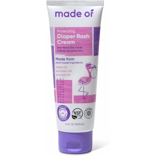 Organic Diaper Rash Cream by MADE OF - NSF Organic - Fragrance Free - Organic Diaper Ointment for Sensitive Skin and Eczema Rash and Irritation - Made in USA - 3.4oz (Fragrance Free, 1-Pack)