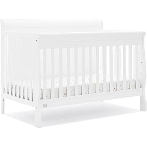 Delta Children Simmons Kids Carter 6-in-1 Convertible Crib - Greenguard Gold Certified, Bianca White