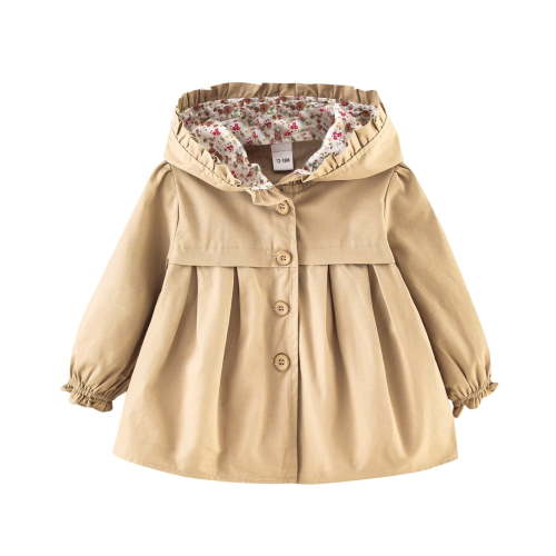 WOYY Girls Jacket Ruffle Hooded Windbreaker Baby Outerwear Coat, Sizes 3-6M