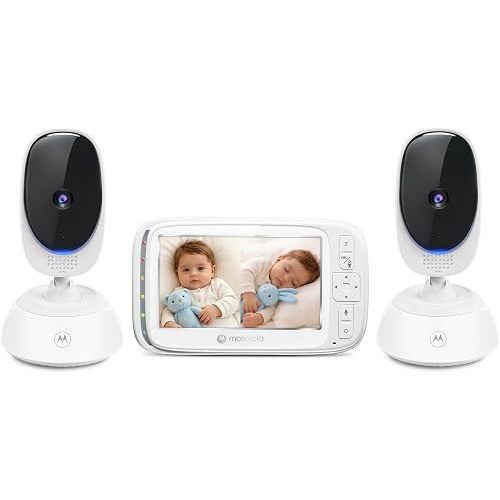 Motorola Nursery No WiFi Video Baby Monitor with 2 Cameras and Audio, 5” Split Screen, Pan-Tilt-Zoom, Night Vision, 2-Way Talk, Long Battery Life, 1000ft Range, Temperature Sensor, VM75-2 (2026 Model)