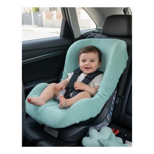 Organic Muslin Baby Car Seat Cover: Breathable Cotton Liner, stroller cover