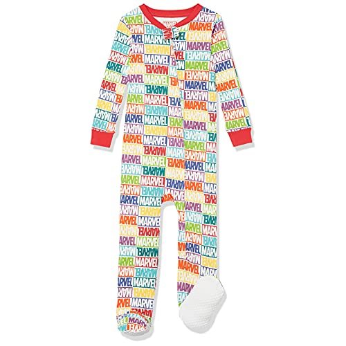 Amazon Essentials Disney | Marvel | Star Wars Unisex Babies' and Toddlers' Snug-Fit Cotton Footed Pajamas, Multipacks