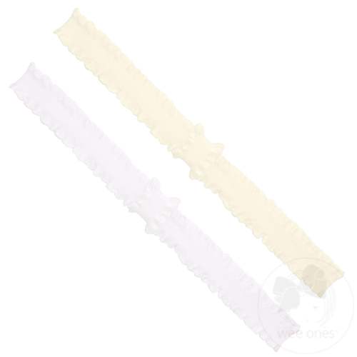 Add-A-Bow Stretch Ruffle Edge Girls Baby Bands - Two Pack - LT PINK / NEWBORN (0-6 MONTHS) | Wee Ones Hair Bows & Accessories
