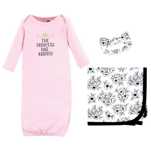 Hudson Baby Infant Girl Gown, Swaddle Blanket and Cap or Headband, Princess, 0-6 Months