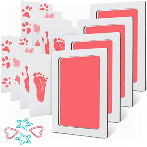 MengNi Baby Footprint Handprint Pet Paw Print Kit Large Size with 4 Ink Pads and 8 Imprint Cards