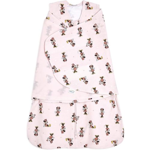 HALO Disney Baby 100% Cotton Sleepsack Swaddle, 3-Way Adjustable Wearable Blanket, TOG 1.5, Minnie Fun, Newborn, 0-3 Months