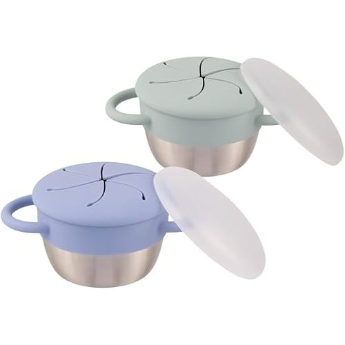 Elk and Friends Kids/Toddler Stainless Steel Snack Cups + Travel Lids | 2pk