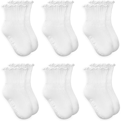 Zando Baby Girl Ruffle Socks with Grippers - Soft Cotton Toddler Frilly Socks for Newborn Infant 0-6 Years