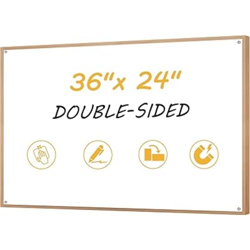 36”x24” Small Dry Erase Board for Wall 3' x 2' Double Sided Magnetic White Board Without Frame for Office, Class, Home