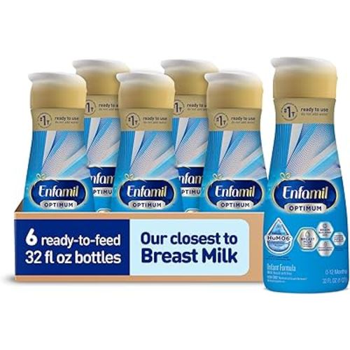 Enfamil Optimum (Enspire) Ready-to-Feed Baby Formula, Our Closest to Breast Milk, Brain-Building DHA, 32 Fl Oz, Pack of 6
