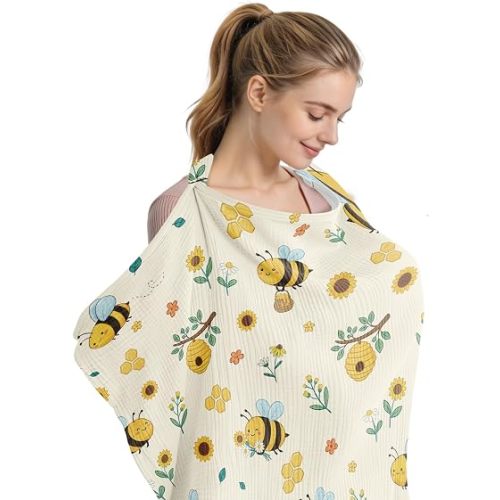 Bee Nursing Covers for Breastfeeding New Mom Feeding Cover for Breastfeeding Portable Breathable Baby Nursing Covers
