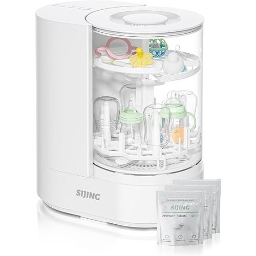 All-in-One Baby Bottle Washer and Dryer - Automatic Baby Bottle Washer Sterilizer with 72H Dry Storage, Visible Glass Chamber, 212°F High-Temp Care, 40-Jet Deep Cleaning for Pump Parts