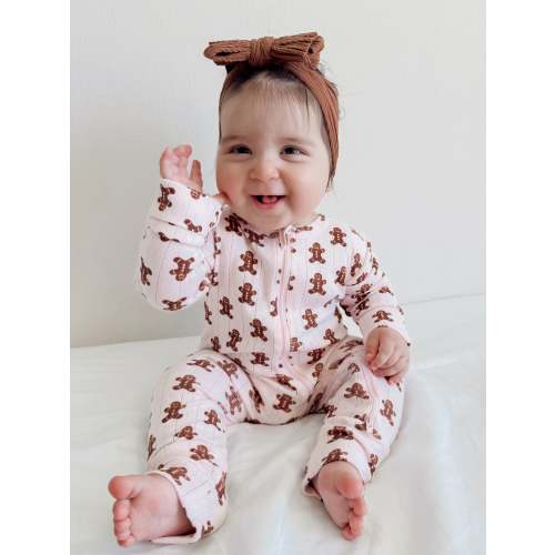 Blush Gingerbread / Organic Pointelle 2-Way Zip Romper