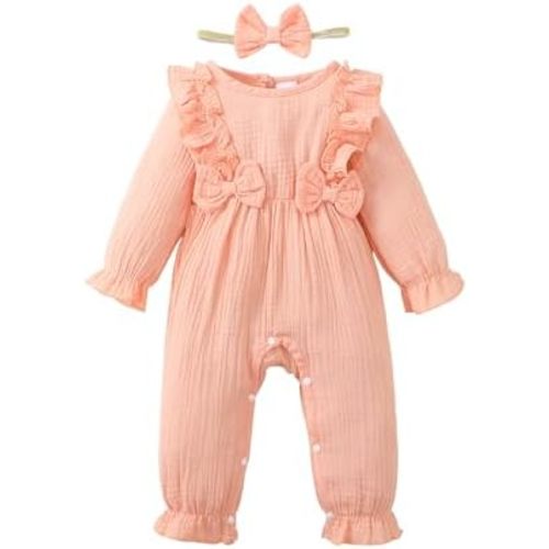 SUNNY PIGGY Newborn Baby Girl Clothes Baby Girl One Piece Romper Fall Winter Long Sleeve with Hat Sets Cute Infant Outfits