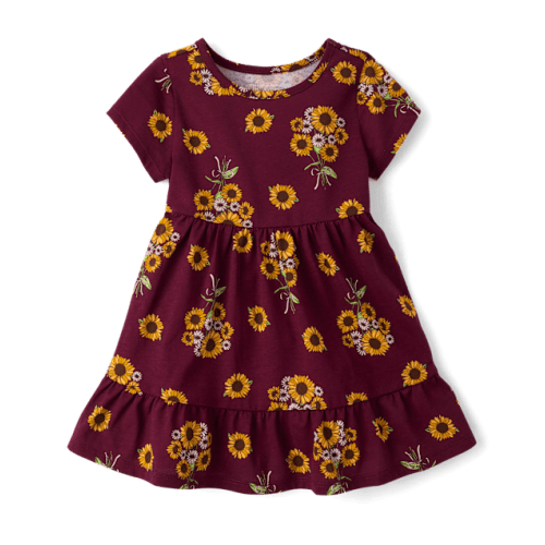 Baby And Toddler Girls Sunflower Ruffle Dress - 6-9months