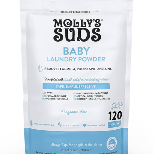 Molly's Suds Baby Laundry Detergent Powder | Removes Formula, Poop & Spit-Up Stains | Extra Gentle for Newborns (Fragrance Free)