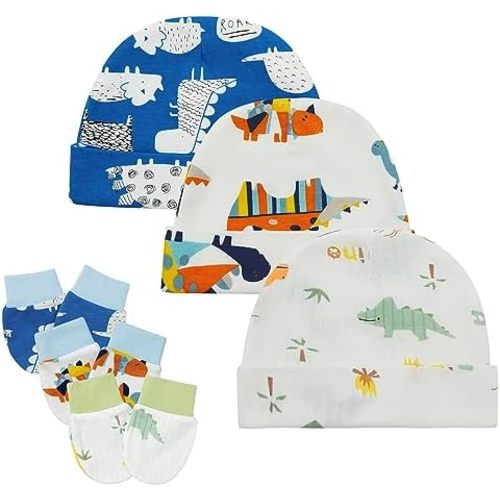 Zando Baby Hats and Mittens Newborn Hospital Hat Essentials Warm Knit Beanie Safety Anti-Scratch for Boys Girls 0-6M