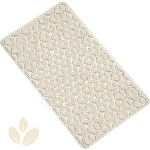 WRISIN Bathtub Mat Non Slip with Suction Cups - 100% Rubber Bathroom Mat Textured for Bath Tub Shower Safety - Soft on Touch - BPA/PVC Free - Pet Dog Bath Mat - Machine Washable - 16 × 28 Inch（Beige）