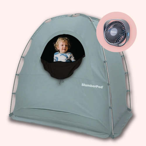 SlumberPod 3.0 Sleep Canopy with Fan, Black with Gray Accents